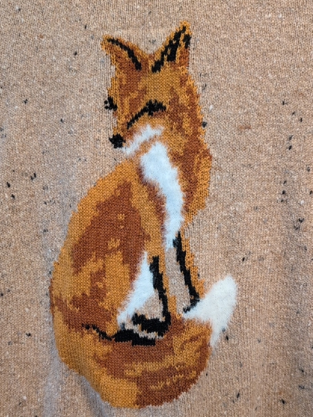 Charter Club Beige Fox Intarsia Pullover Sweater - Picture 2 of 4
